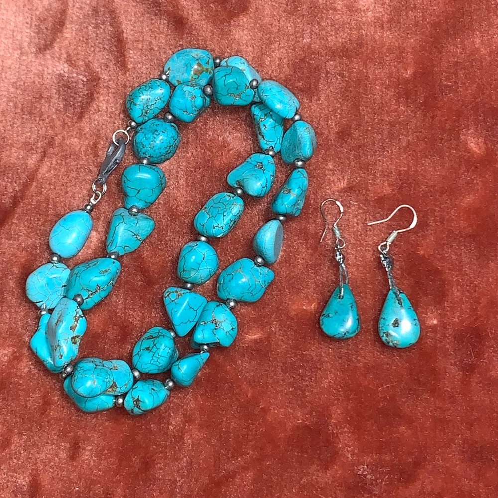 Vintage Handmade in Armenia Beaded Necklace and Earrings Set